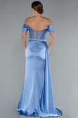 Indigo Abendkleid Satin Lang ABU5034