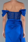 Abendkleid Lang Satin Sächsischblau ABU5034