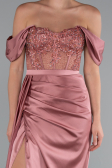 Zwiebelschale Abendkleid Satin Lang ABU5034