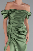 Khaki Verlobungskleid Satin Lang ABU1606