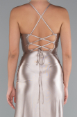 Beige Abschlusskleid Lang ABU3247