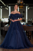 Marineblau Designer Abendkleid Lang ABU4720