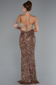 Abendkleid im Meerjungfrau-Stil Lang Schuppig Kupfer ABU4790