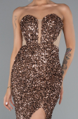 Abendkleid im Meerjungfrau-Stil Lang Schuppig Kupfer ABU4790