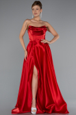 Standesamtkleid Lang Satin Rot ABU5064