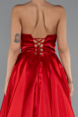 Standesamtkleid Lang Satin Rot ABU5064