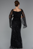 Abendkleid Lang Perlenbesetzt Schwarz ABU5066