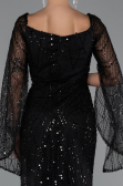 Abendkleid Lang Perlenbesetzt Schwarz ABU5066