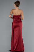 Weinrot Abendkleid Satin Lang ABU4174