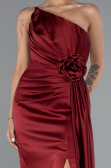 Weinrot Abendkleid Satin Lang ABU4174