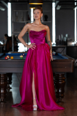 Standesamtkleid Lang Satin Fuchsie ABU5064