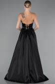 Standesamtkleid Lang Satin Schwarz ABU5064