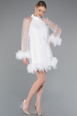 Partykleid Kurz Schuppig Weiß ABK2202