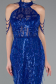 Abendkleid Lang Perlenbesetzt Sächsischblau ABU4912