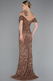 Abendkleid im Meerjungfrau-Stil Lang Schuppig Kupfer ABU4906