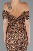 Abendkleid im Meerjungfrau-Stil Lang Schuppig Kupfer ABU4906