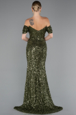 Khaki Abendkleid İm Meerjungfrau-Stil Schuppig Lang ABU4906