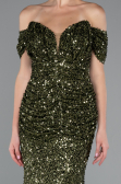 Khaki Abendkleid İm Meerjungfrau-Stil Schuppig Lang ABU4906