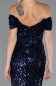 Abendkleid im Meerjungfrau-Stil Lang Schuppig Marineblau ABU4906