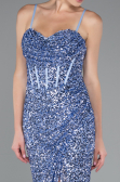 Indigo Abendkleid Schuppig Lang ABU4842