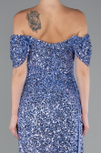 Abendkleid Lang Schuppig Indigo ABU4843