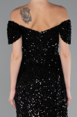Abendkleid Lang Schuppig Schwarz ABU4843