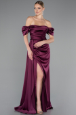 Verlobungskleid Satin Lang Kirschrot ABU1606