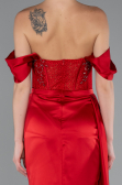 Abendkleid Lang Satin Rot ABU5034