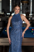 Indigo Abendkleid Lang ABU4791
