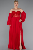 Abendgarderobe in Großen Größen Lang Chiffon Rot ABU5037