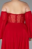 Abendgarderobe in Großen Größen Lang Chiffon Rot ABU5037