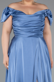Indigo Abendgarderobe İn Großen Größen Satin Lang ABU4576