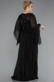 Abendkleid in Übergröße Lang Chiffon Schwarz ABU5093