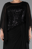 Abendkleid in Übergröße Lang Chiffon Schwarz ABU5093