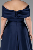 Kleider in Großen Größen Lang Satin Marineblau ABU5072