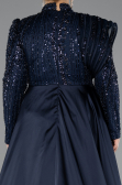 Hijab-Kleid İn Übergröße Lang Perlenbesetzt Marineblau ABU5083