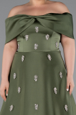 Khaki Abendkleid İn Übergröße Satin Lang ABU4998