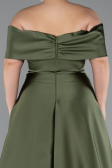 Khaki Abendkleid İn Übergröße Satin Lang ABU4998