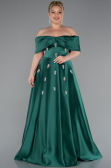 Smaragdgrün Abendkleid İn Übergröße Satin Lang ABU4998