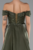 Abendkleid Lang Perlenbesetzt Khaki ABU5099