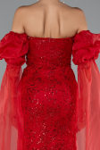 Abendkleid Lang Spitze Rot ABU5102
