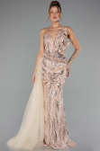 Gold Abendkleid Perlenbesetzt Lang ABU5003