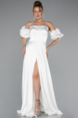 Abendkleid Lang Satin Weiß ABU5103