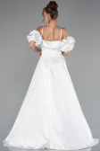 Abendkleid Lang Satin Weiß ABU5103