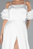 Abendkleid Lang Satin Weiß ABU5103