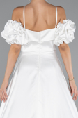 Abendkleid Lang Satin Weiß ABU5103