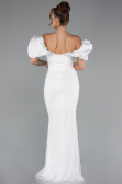Weiß Abendkleid İm Meerjungfrau-Stil Lang ABU4509