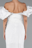 Weiß Abendkleid İm Meerjungfrau-Stil Lang ABU4509
