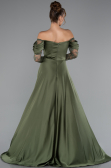 Khaki Standesamtkleid Satin Lang ABU5054