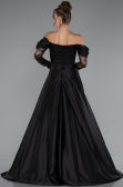 Schwarz Standesamtkleid Satin Lang ABU5054